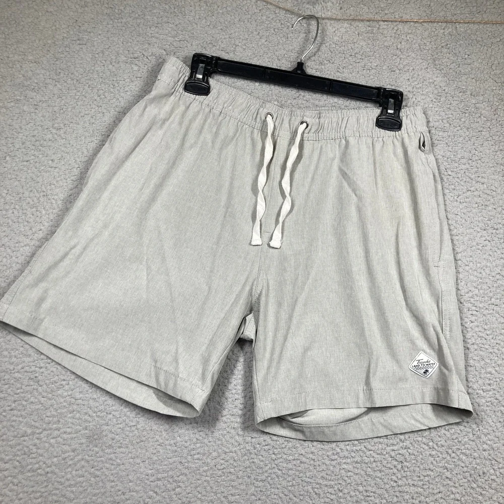 Trunks Surf & Swim Co Hybrid Shorts Mens Med Grey Elastic‎ Drawstring Mesh Line